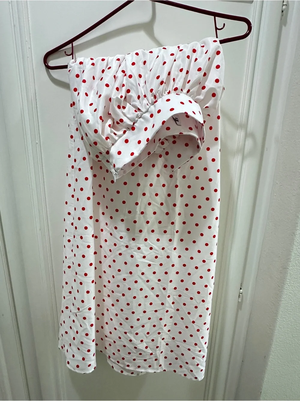 Princess Polly White Maxi Skirt with Red Polka Dots